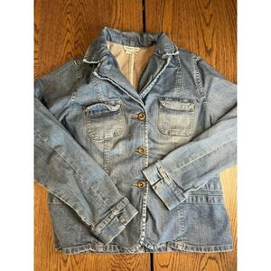 Vtg 90's Coldwater Creek Stonewashed Denim Jacket M Medium Women's Fitted Pocket